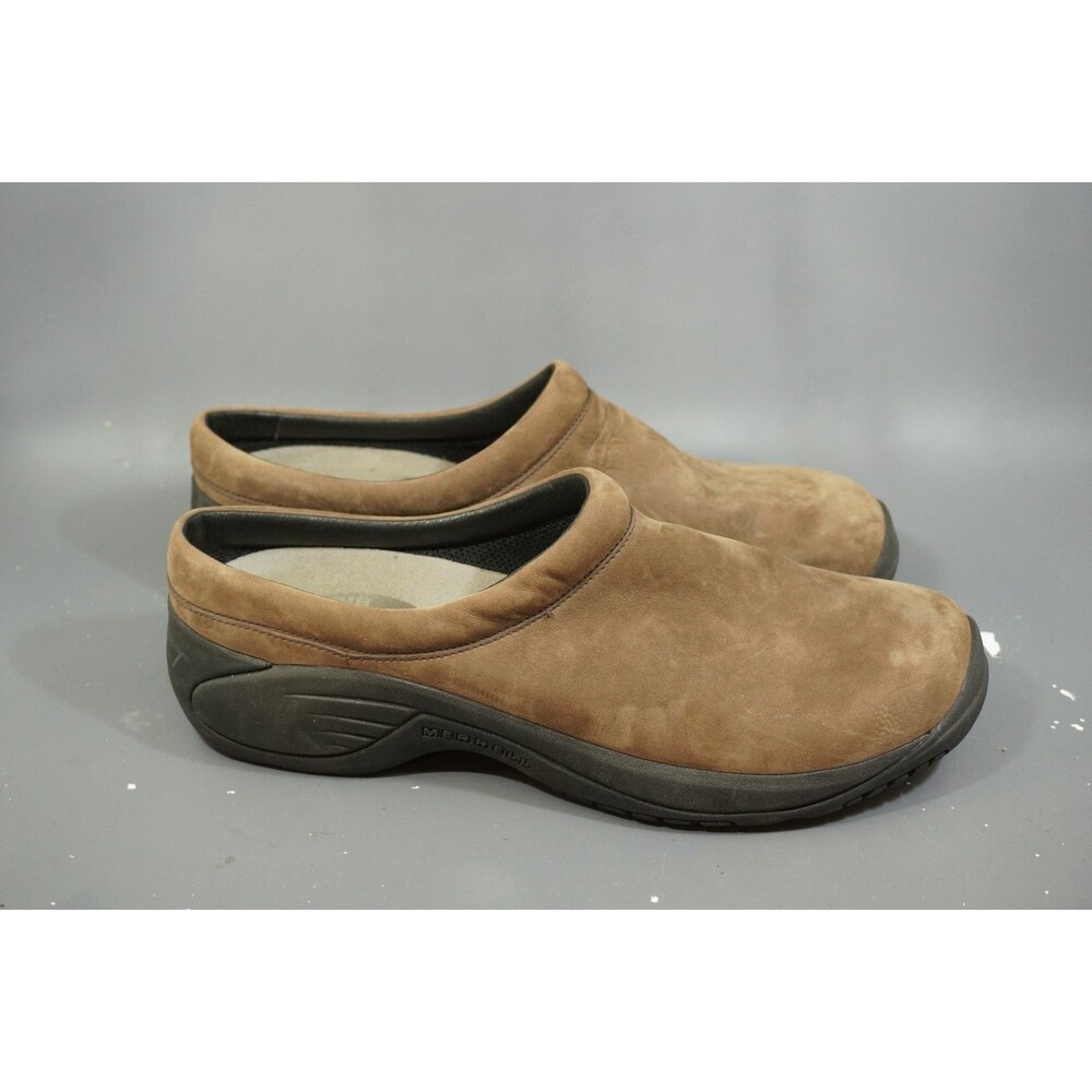 Merrell Encore Gust Brown Leather Slip-On Clog Mules Shoes Men's Size 11